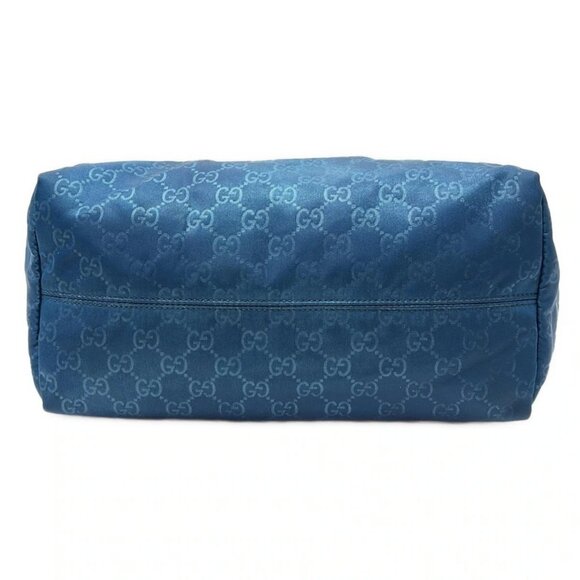 Auth GUCCI GG 282439 Blue Brown Nylon Leather - Tote Bag - Picture 6 of 9